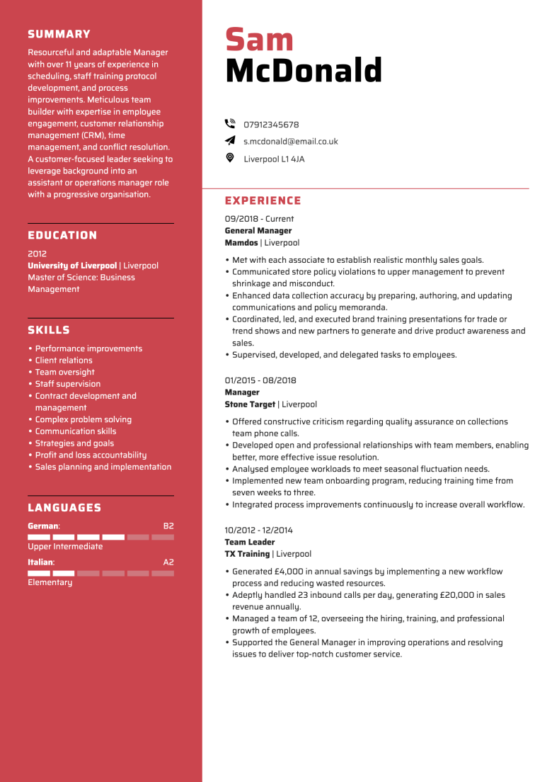 Modern CV template