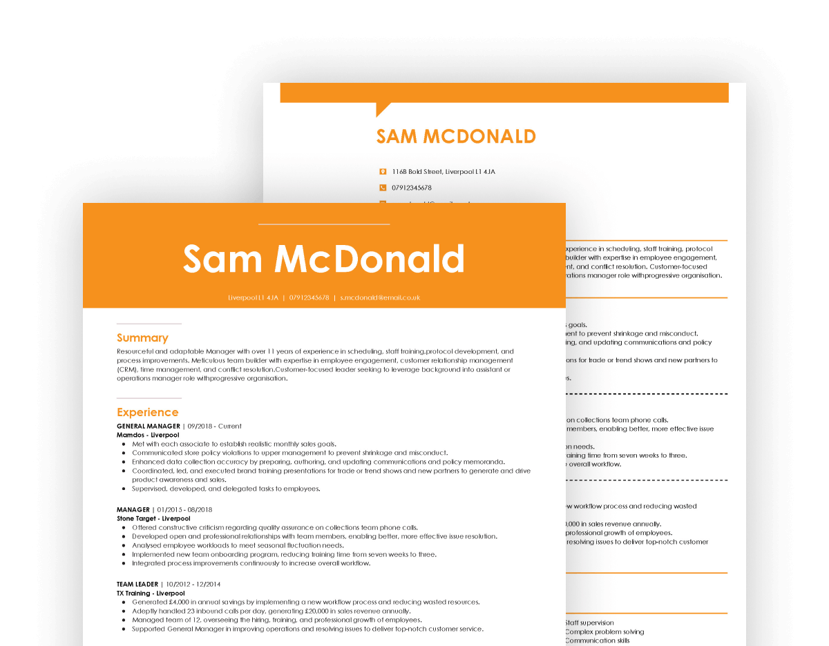 Ejemplos de CV creados en nuestro creador de CV
