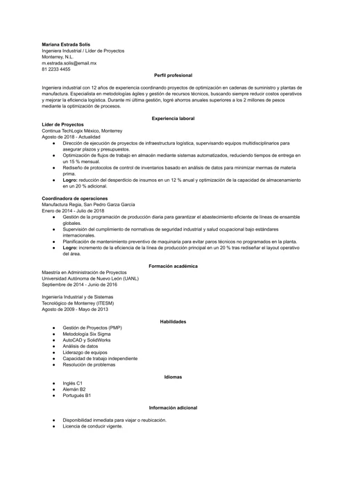 Ejemplo de verbos de acción en el currículum