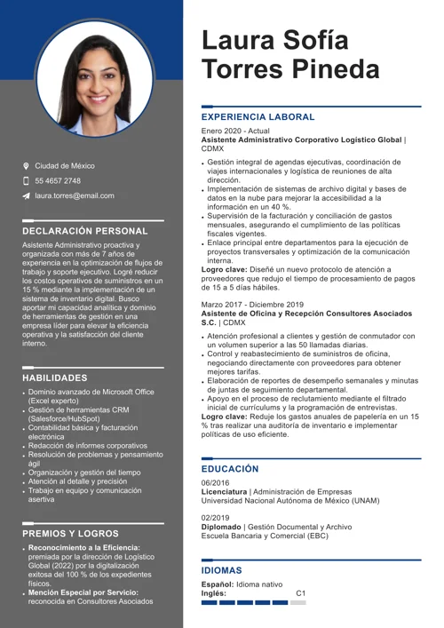 Ejemplo de formato de CV