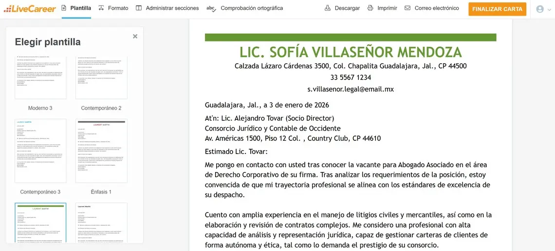 ejemplo de cómo empezar una carta de presentación mediante un ejemplo
