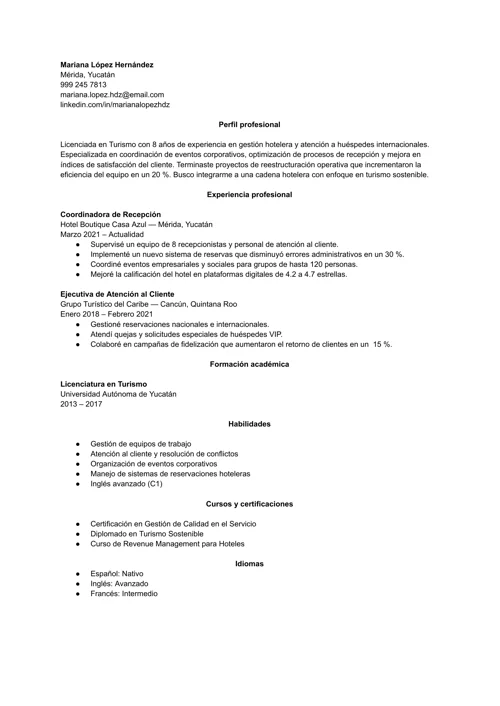 Ejemplo de datos personales en un currículum