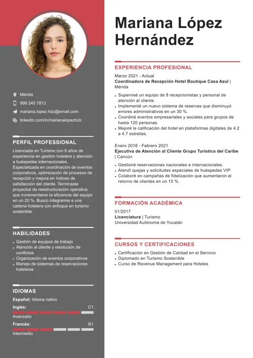 Ejemplo de datos personales en un currículum