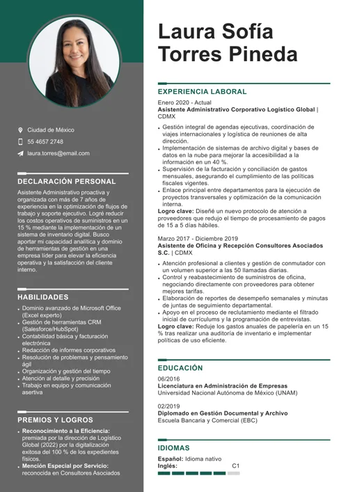 Plantilla de curriculum vitae en Word