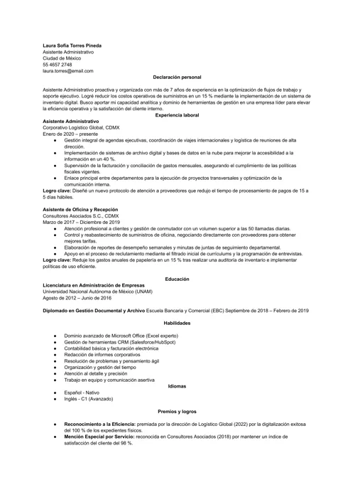 Plantilla de curriculum vitae en Word