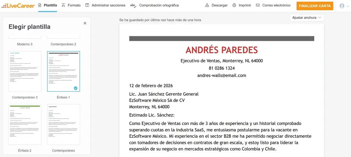 ejemplo de carta de presentación para comercial
