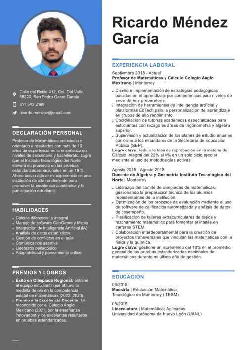 Ejemplo de currículum con habilidades