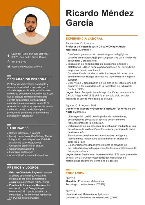 Ejemplo de currículum