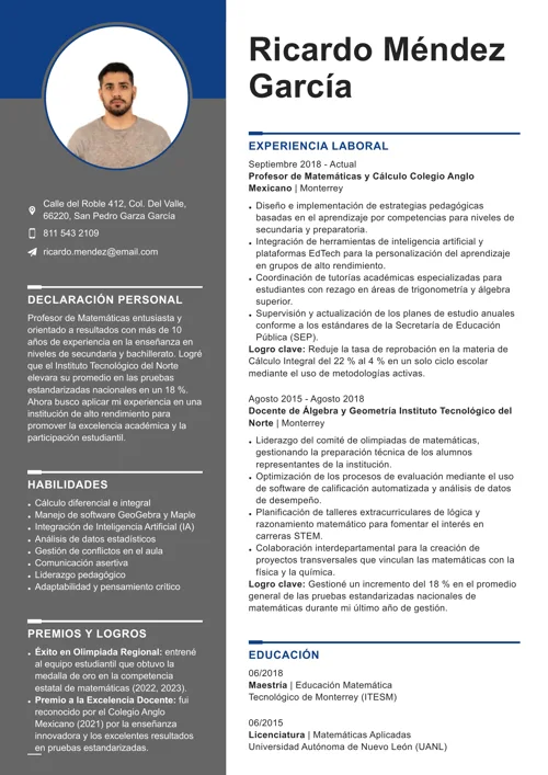Ejemplo de un buen currículum